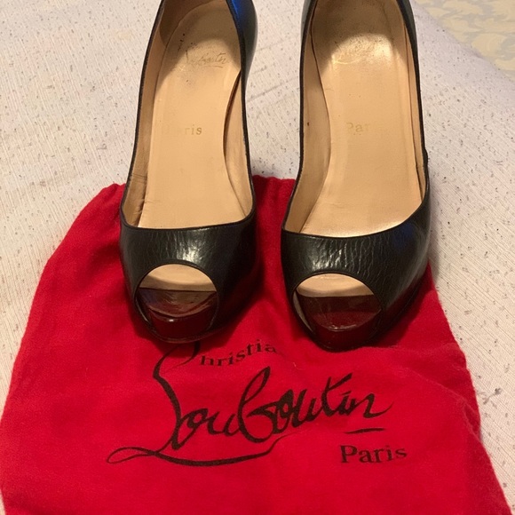 Christian Louboutin , Black Peep Toe Size 7 - Picture 3 of 8